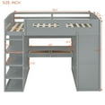 thumbnail image 6 of Euroco Full Size Loft Bed with Wardrobe, Storage Shelves Drawers, Gray, 6 of 20