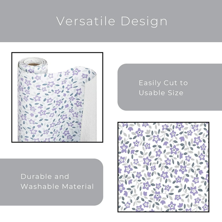 Smart Design Shelf Liner Bonded Grip - 12 Inch x 10 Feet - Non Adhesive,  Strong Grip Bottom, Easy Clean Drawer and Cabinet Protector - Home and  Kitchen - Lavender Wildflower