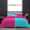 thumbnail image 3 of DNG Creations 3 Piece Reversible Diamond Pattern Comforter ( Hot-Pink/Turquoise-Blue Colour ) 550 GSM All - Season 100% Egyptian Cotton, 800 TC - Full/Queen - Size, 3 of 7