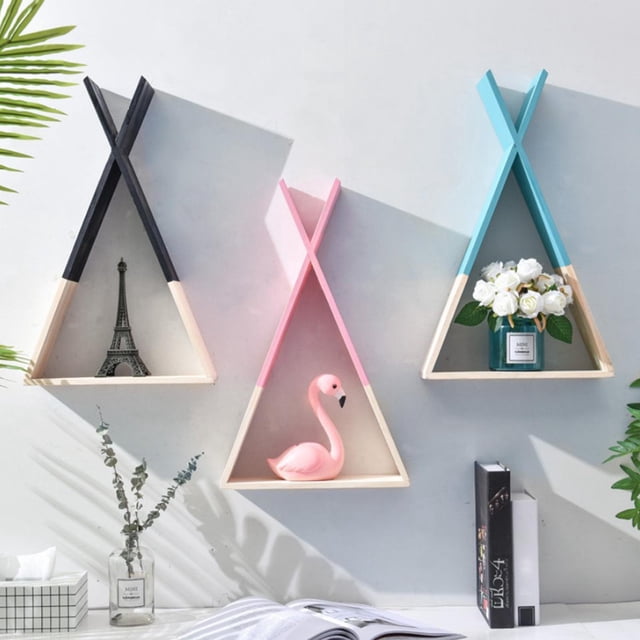 Estantes de Pared Triangulares Flotantes de para , Estantes Triangulares de Almacenamiento para Libros para , Niños, Habitación de azul BLESIY estantería de almacenamiento triangular