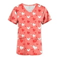 thumbnail image 3 of Valentine's Day Savings Clearance 2024! TAGOLD Women Scrub Tops, Print Scrub Tops, Women's Valentine's Day Printed Pocket Short Sleeve V-Neck Nurse Top, 3 of 4