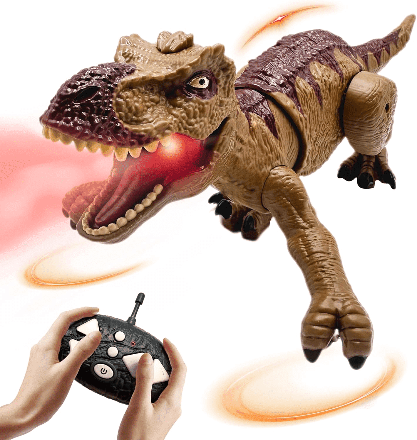 JoyStone Remote Control Walking Dinosaur for Kids, 2.4GHz RC T-Rex Toy with Mist Spray, LED Lights and Roaring Sounds, Rechargeable Interactive RC Dinosaur Toy, Gift for Boys and Girls
