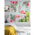 thumbnail image 2 of Summer Flamingos Sheer Curtains 63 Inch Length 2 Panels Set, Tropical Flowers Leaves Cactus Plaid Voile Window Treatment Rod Pocket Curtains Sheers Drapes for Bedroom/Living Room/Kitchen 52x"63"x2, 2 of 7
