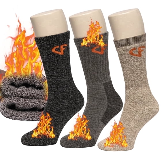 Comfello 3-Pairs Men’s Wool Thermal Insulated Socks, Extreme Cold Weather Heavy Duty Crew Boot Socks