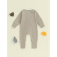 thumbnail image 5 of FEORJGP Infant Baby Boys Girls Basic Sleeping Rompers 0 3M 6M 9M 12M Newborn Solid Lapel Neck Jumpsuits Long Sleeves Zipper Front Bodysuits Full Lengtl Fashion Casual Clothes for Spring Fall, 5 of 7