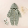 thumbnail image 2 of FNNMNNR Autumn Winter Baby Boys Girls Clothes Warm Knitted Jumpsuit Newborn Romper Clothing Playsuit Light Green 3-6 Months, 2 of 8