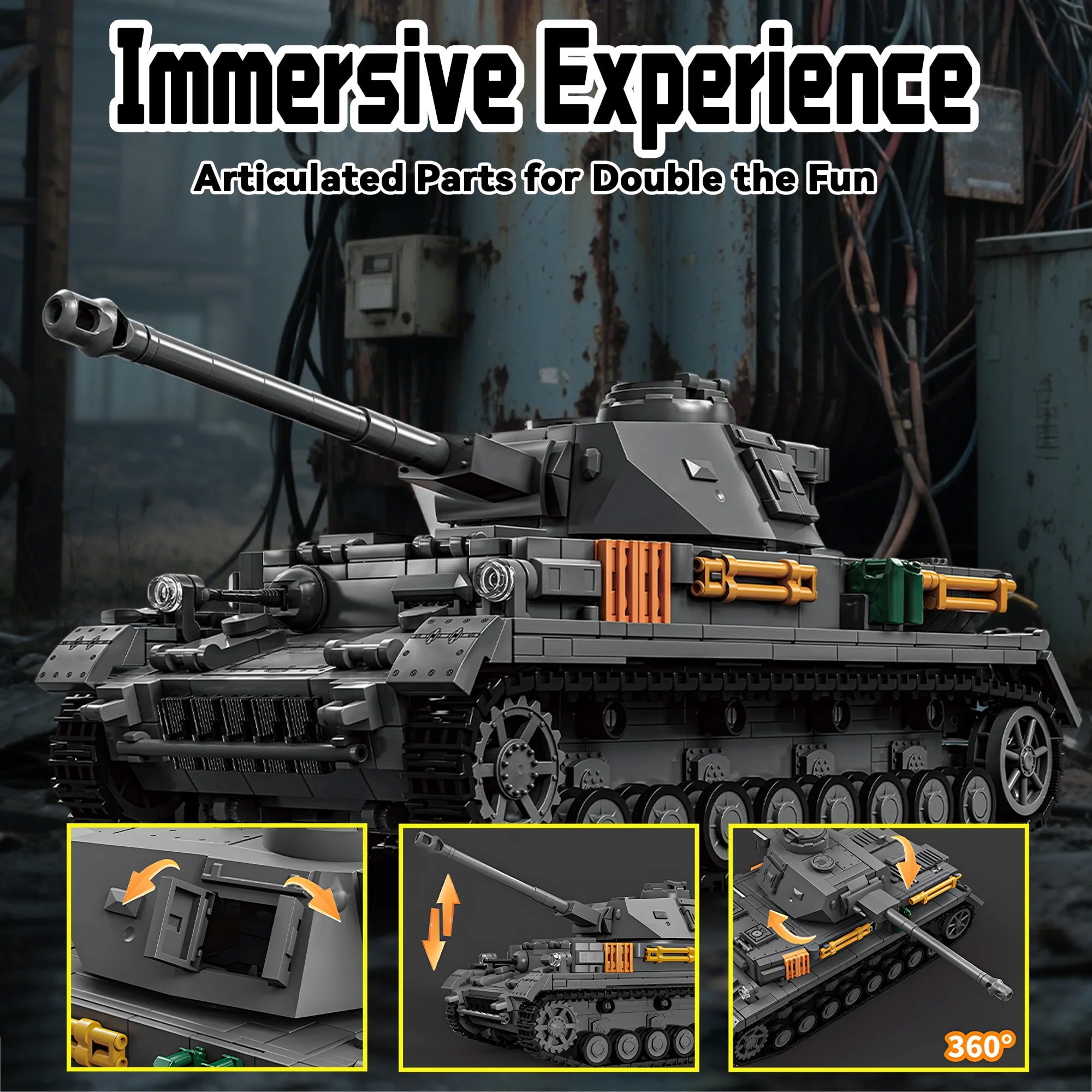 GZBrick PZ.KPFW.IV AUSF.F2 Tank Building Sets WW2 Military Toy for Adults Boy Compatible with Lego 1419PCS