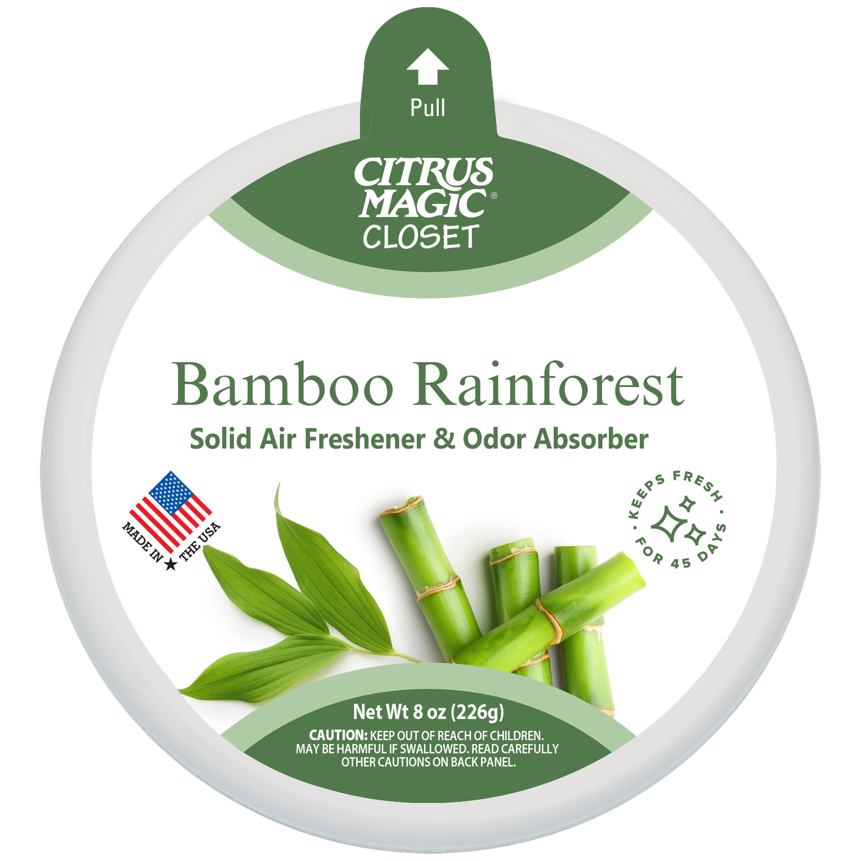 (3 pack) Citrus Magic For Closets Odor Absorbing Solid Air Freshener, Bamboo Rainforest, 8 oz