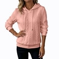 thumbnail image 3 of MexChoioe Womens Pullover Sweatshirt Cable Knit Hoodie Drawstring Hood Round Neck Long Sleeve Casual Hooded Sweatshirts, 3 of 5