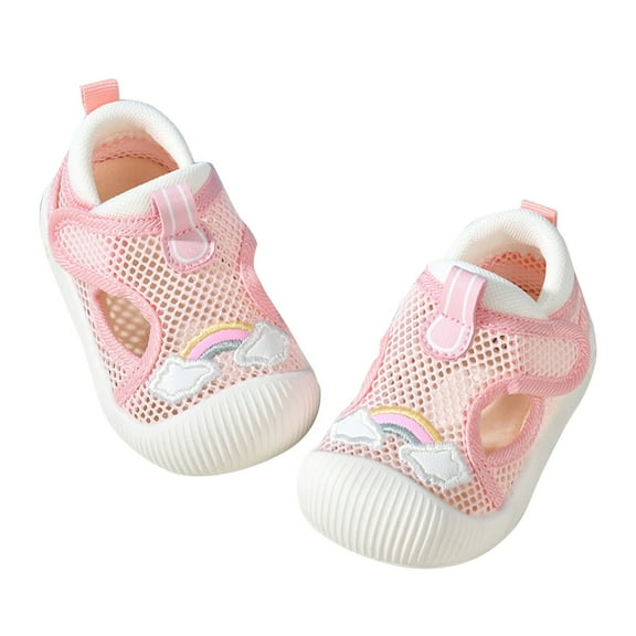 Itsun Baby Walking Shoes,Baby First Walking Shoes Boys Girls Infant Sneakers Crib Shoes Breathable Lightweight Slip On Shoes Pink 1-1.5 Years