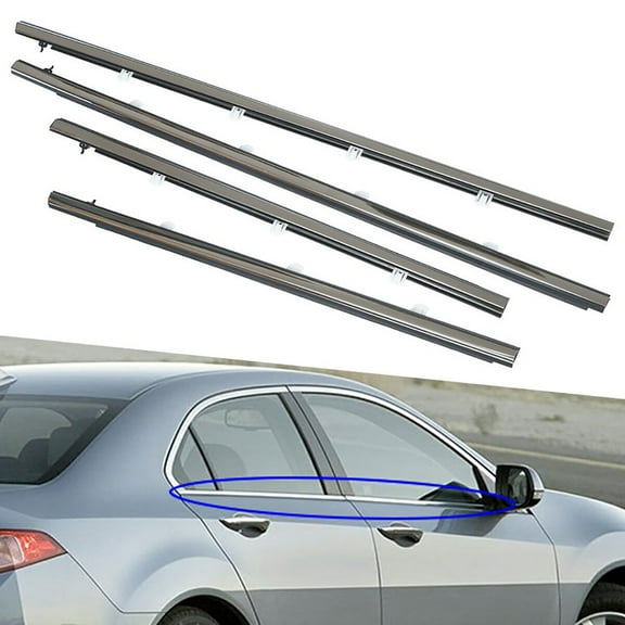 4Pcs Chrome Car Window Exterior Trim Strips Seal Weatherstrips Fit for Acura TSX (2009-2014)