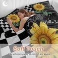 thumbnail image 3 of Summer Sunflower Queen Size Comforter Set, Yellow Floral Plants Retro Black White Plaid Bedding for All Seasons, 4 Pcs Bed Set, 1Quiltcover (90"x92") ,1Sheet(94"x116"), 2Pillowcases (30"x20"), 3 of 9