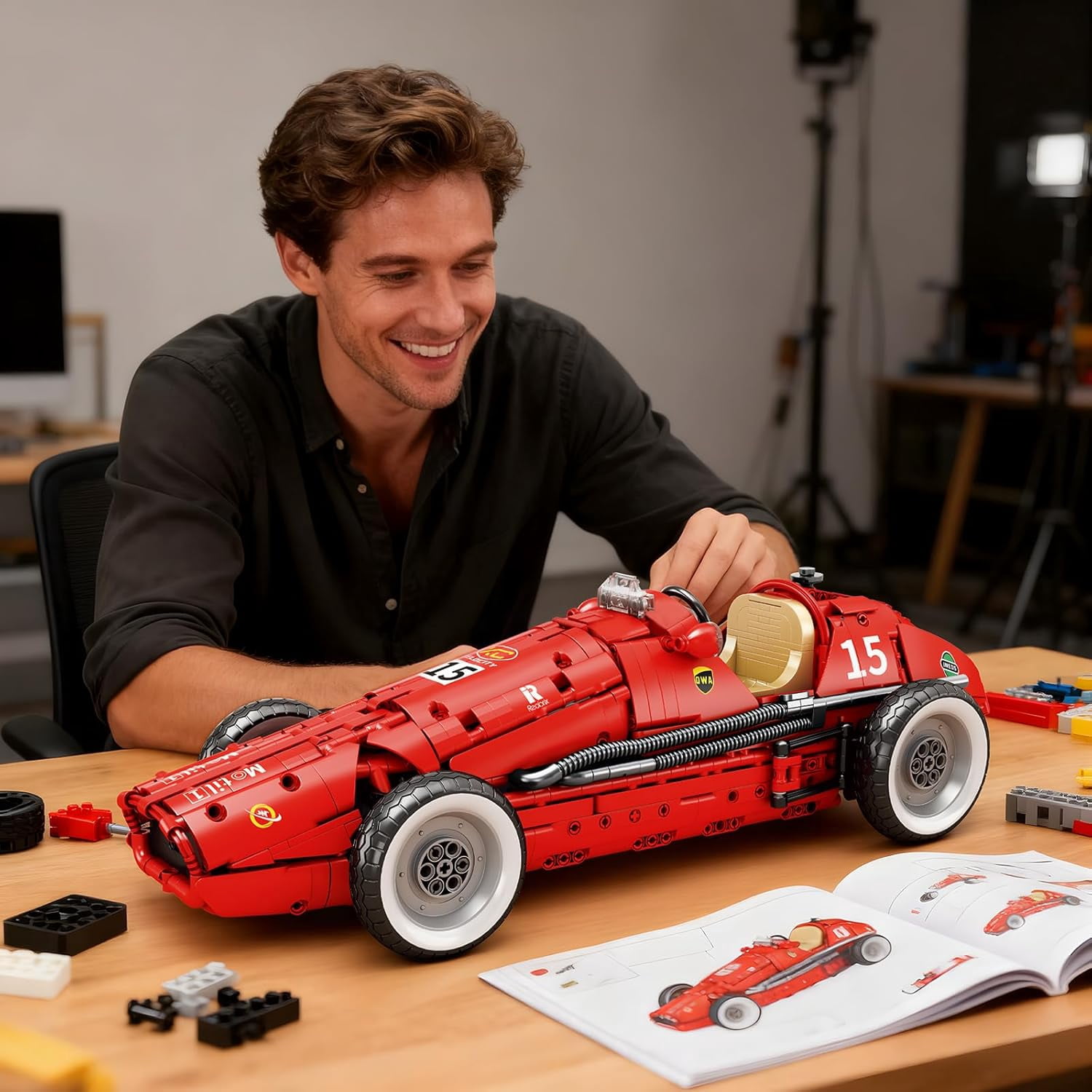 F1 Car Building Set for Adults, Retro Formula Racing Model Kit, Classic 1:8 Scale Collectible Race Car Building Blocks Kit for Home & Office Decor,1809 Pcs
