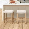 thumbnail image 3 of DYCANPO 24-Inch Backless Bar Stools Set of 4, Wooden Legs and Leather, Dark Grey, 3 of 7
