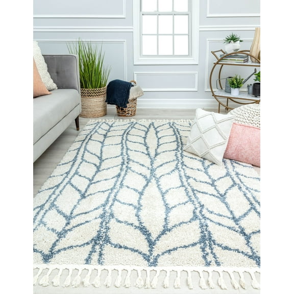 Rugs America BT25A Cloud Vine Geometric Modern White Area Rug, 2'6" x 4'