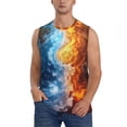 thumbnail image 2 of Fotbe Men's Red And Blue Flame Waves Print Men's Sleeveless Muscle Tank Tops Casual T-Shirts for Gym Workout Beach-XX-Large, 2 of 8