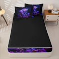 thumbnail image 4 of jejeloiu Colorful Jellyfish Print Zipper Twin Comforter Sets with Fitted Sheet and 2 Pillowcases,Neon Coral Pattern Zipper Bedding Set For Boys,Purple Black,Black Reversible,4-Piece, 4 of 7