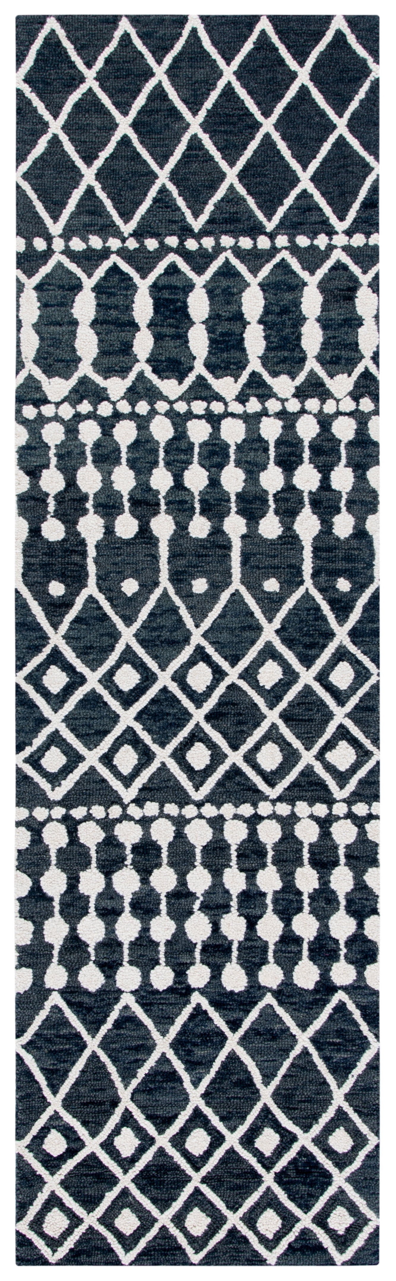 SAFAVIEH Blossom Aspen Geometric Wool Runner Rug, Black/Ivory, 2'3" x 5'