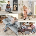 thumbnail image 6 of Ottoman Foot Rest, Small Foot Stool with Linen Fabric Upholstery and Plastic Legs, Cube Ottoman for Living Room, Gray, 6 of 9