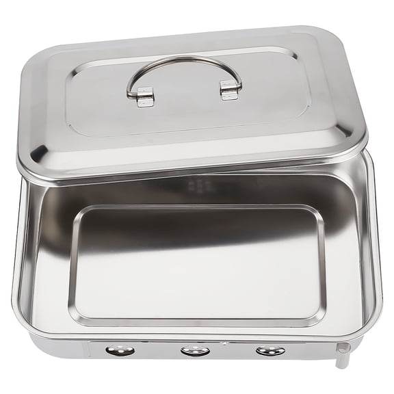 Stainless Steel Instrument Tray Organizer 6.3x9.4x2.1 Inch Instruments Solid Box with Lid Rectangle Sterilization Box Container Lab Instrument Tools Trays