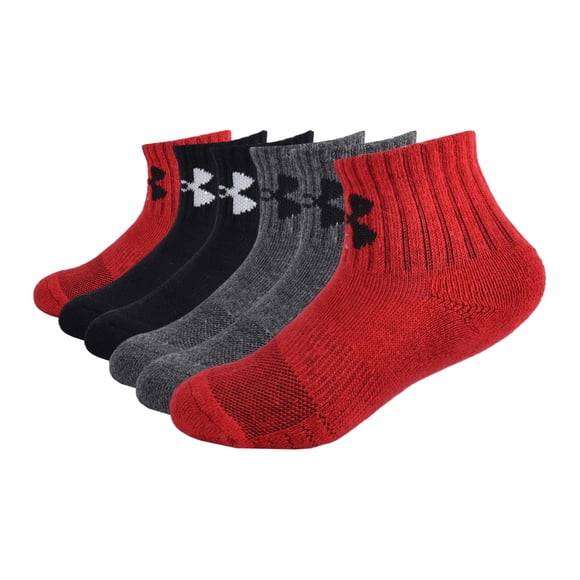 Pack múltiple de calcetines Under Armour para niños de 4 a 6 años, color rojo