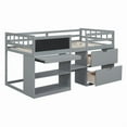 thumbnail image 5 of Twin Size Low Loft Bed with Rolling Desk, Shelf and Drawers - Gray, 5 of 10