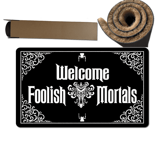 IFHUH Welcome Foolish Mortals Doormat Coir Doormat Welcome Front Door Mats for Enterway Mat Non Slip Resist Dirt Entry Rugs for Entrance Anti-Slip PVC Backing 17.5" x 29.5"