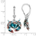 thumbnail image 3 of Finest Gold Sterling Silver Polished Enameled Stone Crab Leverback Earrings, 3 of 3