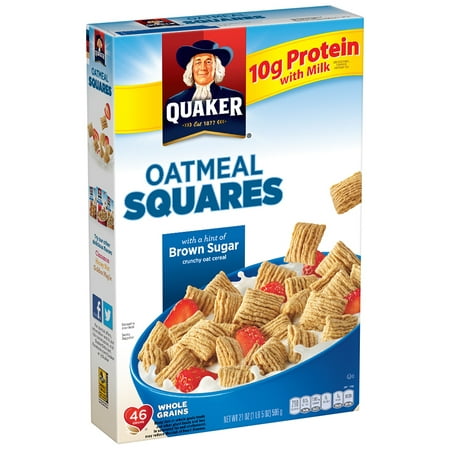 Quaker Oatmeal Squares Breakfast Cereal, Brown Sugar, 21 oz Box ...
