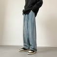 thumbnail image 2 of Men Fashion Loose Plus Size Jeans Street Wide Leg Trousers Pants Blue Sizes S-3XL, 2 of 9