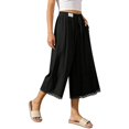 thumbnail image 7 of KIHOUT Women High Waisted Wide Leg Capri Pants Elastic Waist Drawstring Lace Trim Casual Cropped Trousers with Pockets Summer Beach Pants, 7 of 7