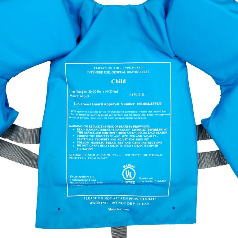 X2O Universal Child Open-Sided Life Vest and Jacket, 30lbs - 50lbs