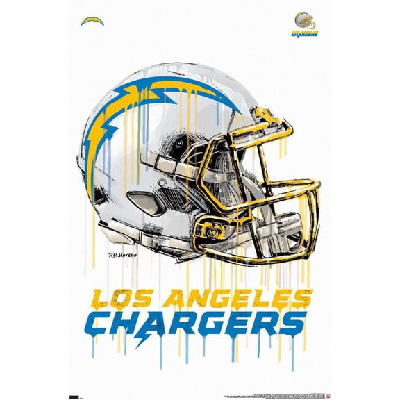 NFL Los Angeles Chargers - Drip Helmet 20 Wall Poster, 14.725" x 22.375" Framed