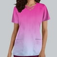 thumbnail image 1 of Fiudx Ropa de Mujer Top de Ropa de Enfermería con Bolsillo y Cuello En V de Manga Corta de Color Degradado Informal a La Moda para Mujer, 1 of 5