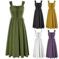 thumbnail image 2 of Renaissance Dress Women Lace Up Cottagecore Sleeveless Peasant Maid Long Dress Medieval Costume, 2 of 3