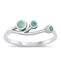 CHOOSE YOUR COLOR Simulated Turquoise Abstract Ring .925 Sterling Silver Band Blue CZ Female Size 8