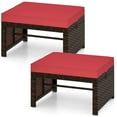 thumbnail image 1 of Costway 2 PCS Patio PE Rattan Ottomans with Soft Zippered Cushions for Deck Outdoor Red, 1 of 9