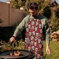 thumbnail image 4 of Red Skull Rose Pattern Apron-Garden Aprons for Women with Pockets-Cotton Linen Waterproof Kitchen Cooking Gardening Aprons Adjustable for Kitchen,Cooking,BBQ and Salon 33x27 Inch, 4 of 7