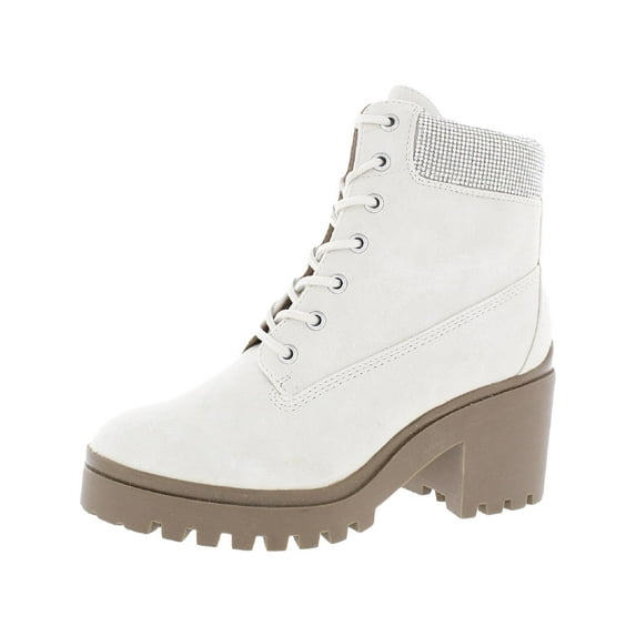 Wild Pair Womens Bentli P Nubuck Embellished Combat & Lace-up Boots