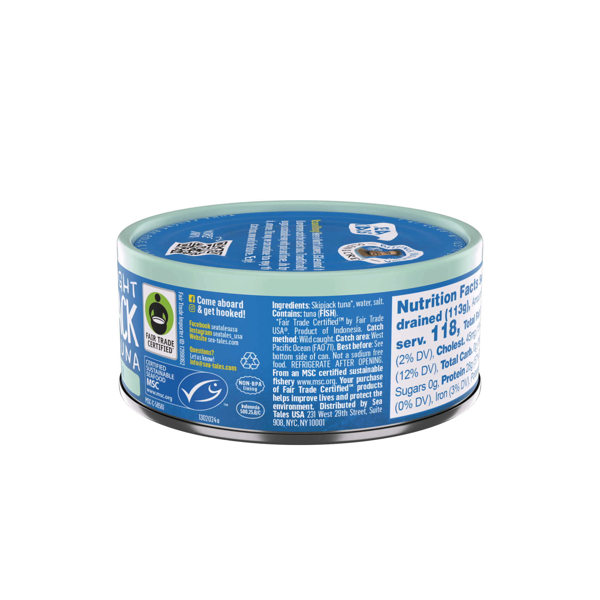 (2 pack) Sea Tales MSC Wild Caught Skipjack Tuna in Water, 5 oz Can