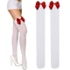 thumbnail image 1 of Calcetines blancos hasta el muslo, calcetines blancos opacos hasta la rodilla para mujer, calcetines blancos con lazo, leggings de satén hasta la rodilla con lazo para mujer, 1 of 7