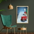 thumbnail image 2 of Christmas Wall Art with Frame, Red and White American Truck in December Winter Night Moon and Stars Tree, Printed Fabric Poster for Bathroom Living Room, 23" x 35", Blue Red White, by Ambesonne, 2 of 2