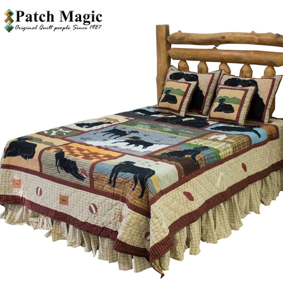 Patchmagic Black Lab Lightweight Reversible Cotton Twin Quilt Adult