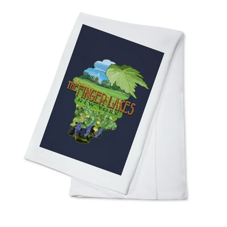 

Finger Lakes New York Vineyard Scene Contour (100% Cotton Tea Towel Decorative Hand Towel Kitchen and Home)