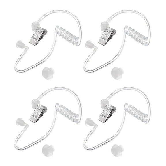 Uxcell Ear Piece Headset Earpiece Agent Secret Earpiece Costume Prop, Acoustic Tube for 2Way Radio Audio Headsets 4Pack