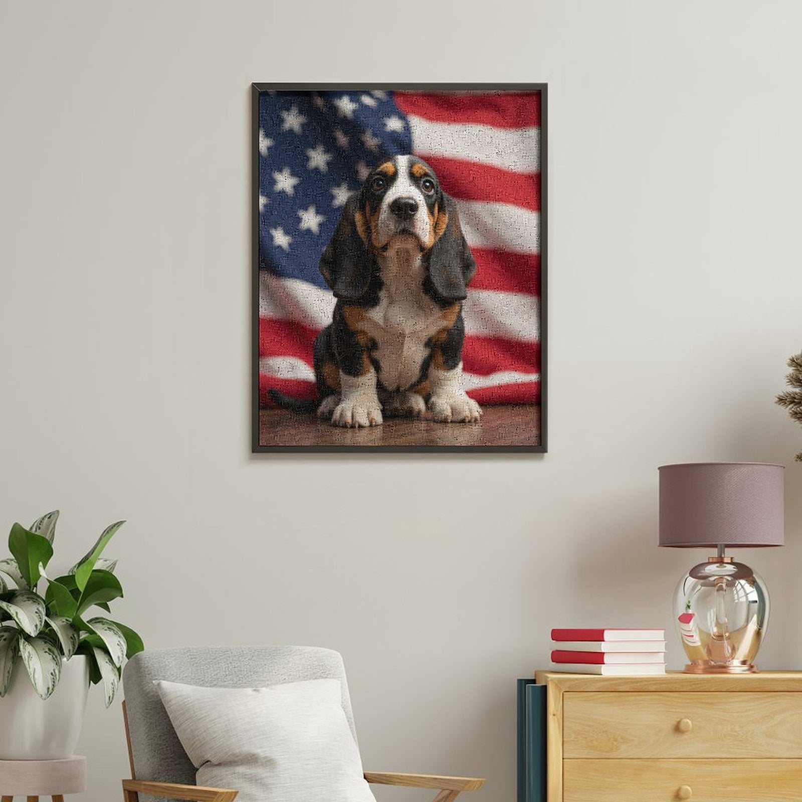 Paint By Numbers Kit for Adults Beginner - Dog Patriot American Flag Background DIY Canvas Painting Kits for Adults, Frameless Paint By Number for Adults for Home Wall Decor 16x20 Inch