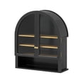 thumbnail image 7 of EYYTHUNG Arched Wall Cabinet, Floating Bathroom Medicine Cabinets, Modern Storage Cabinet with Acrylic Door and Open Shelf, Wall Mounted Storage Organizer, Black Oak, 7 of 7