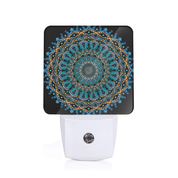 Balery Mandala Luz Nocturna LED con Sensor Automático, Enchufe con Sensor Crepuscular, Luz Suave de 0.5W para Dormitorio, Pasillo, Baño-US