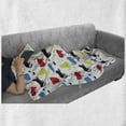 thumbnail image 6 of Kitten Soft Flannel Fleece Blanket, Wool Ball Toy Cat Bowl Food Fishbone Paws Pet Symbols in Rhythmic Composition, Cozy Plush for Indoor and Outdoor Use, 50" x 70", White Multicolor, by Ambesonne, 6 of 6