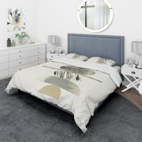 Designart 'Geometric Balance Neutral I' Geometric Duvet Cover Set